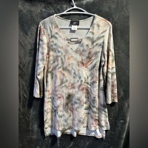 Libra 3/4 Length Sleeve Tunic Multicolour Size Medium